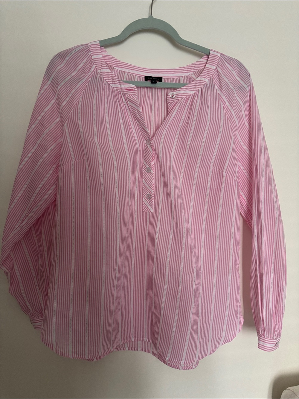 Talbots Pink and White Striped Women's Blouse —Size S